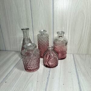 Pink Hombre Glass Vase Set Of 5 Potion Jars Spells Witch Flowers Mothers Day